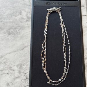 Three-Strand Silver and Gold Accent Necklace - Women's Jewelry